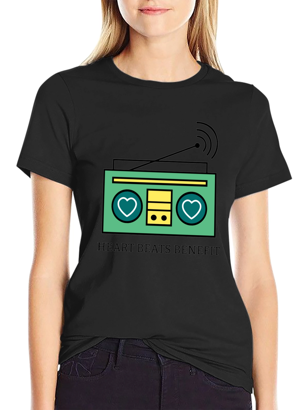 Heart Beats Benefit Graphic T-Shirt - Black