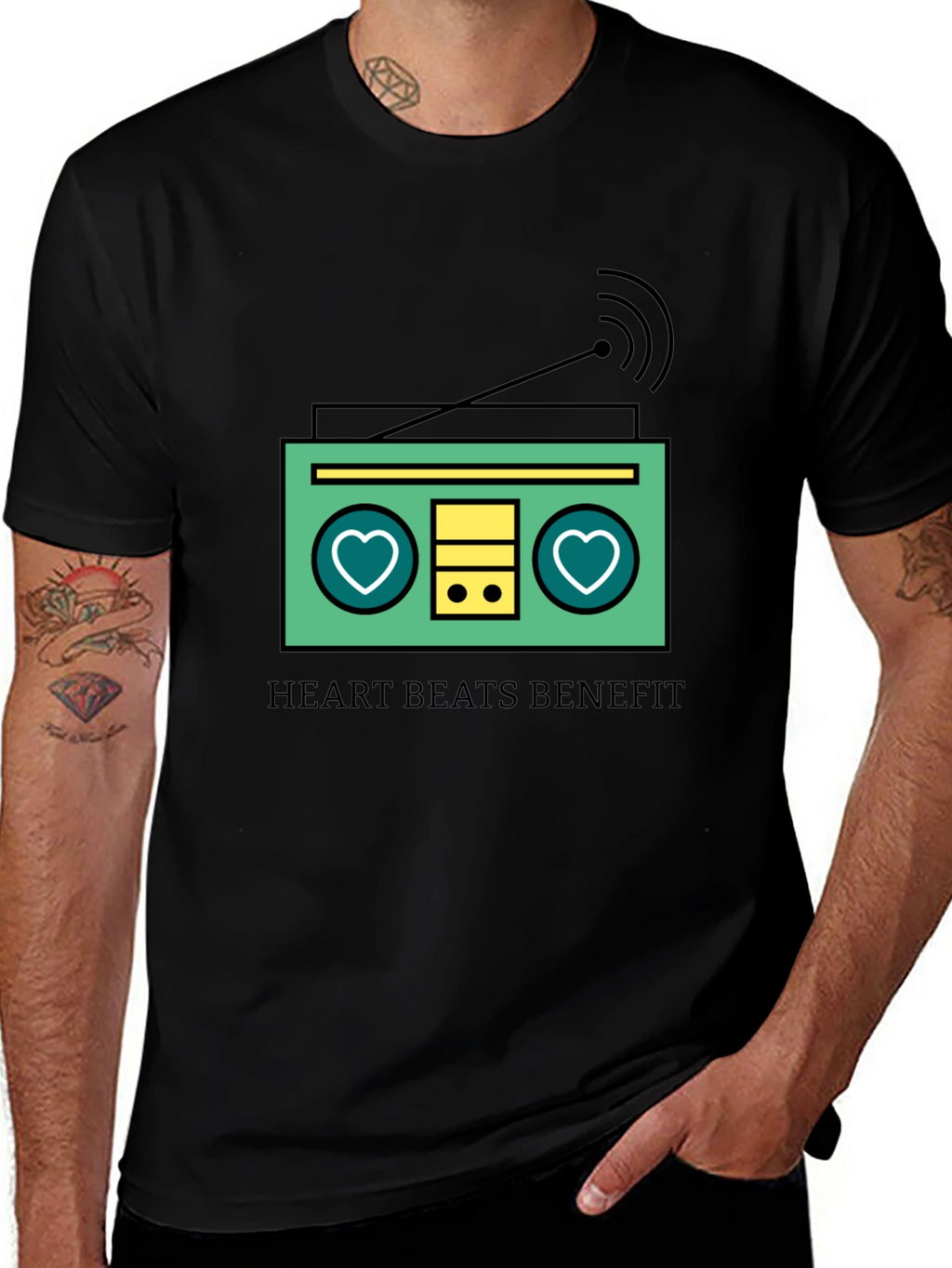 Heart Beats Benefit Graphic T-Shirt - Black