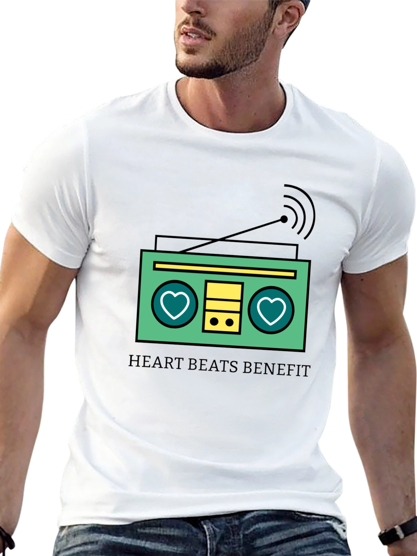 Heart Beats Benefit Graphic T-Shirt - Black