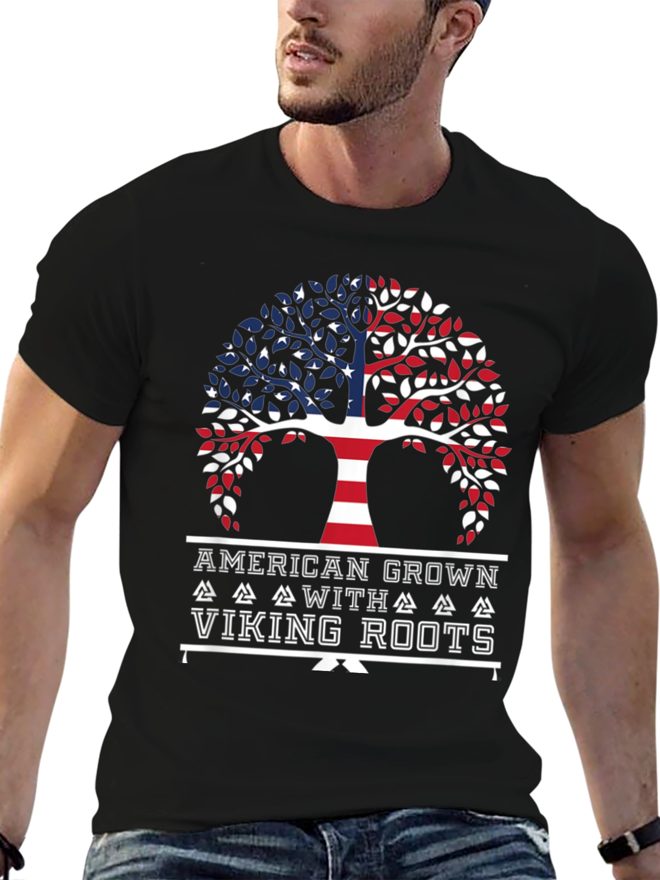American Grown with Viking Roots Graphic T-Shirt