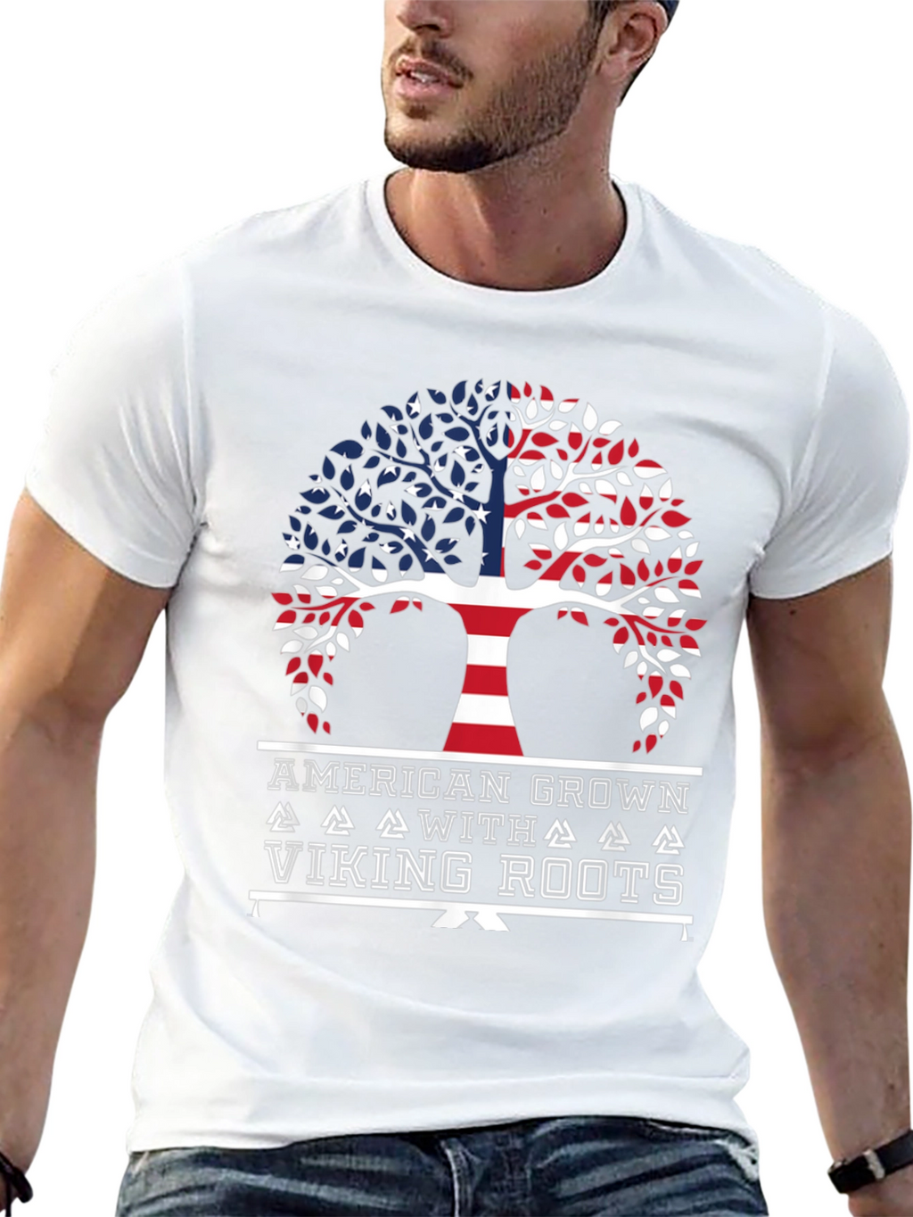 American Grown with Viking Roots Graphic T-Shirt