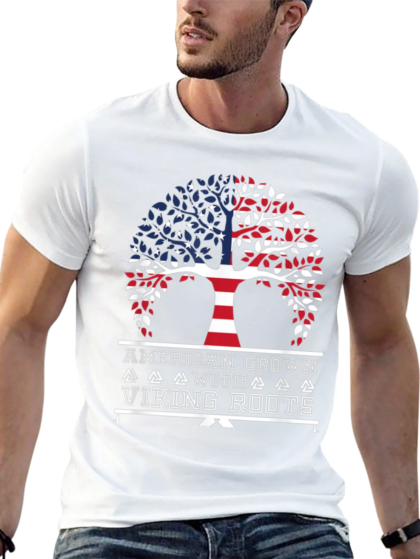 American Grown with Viking Roots Graphic T-Shirt