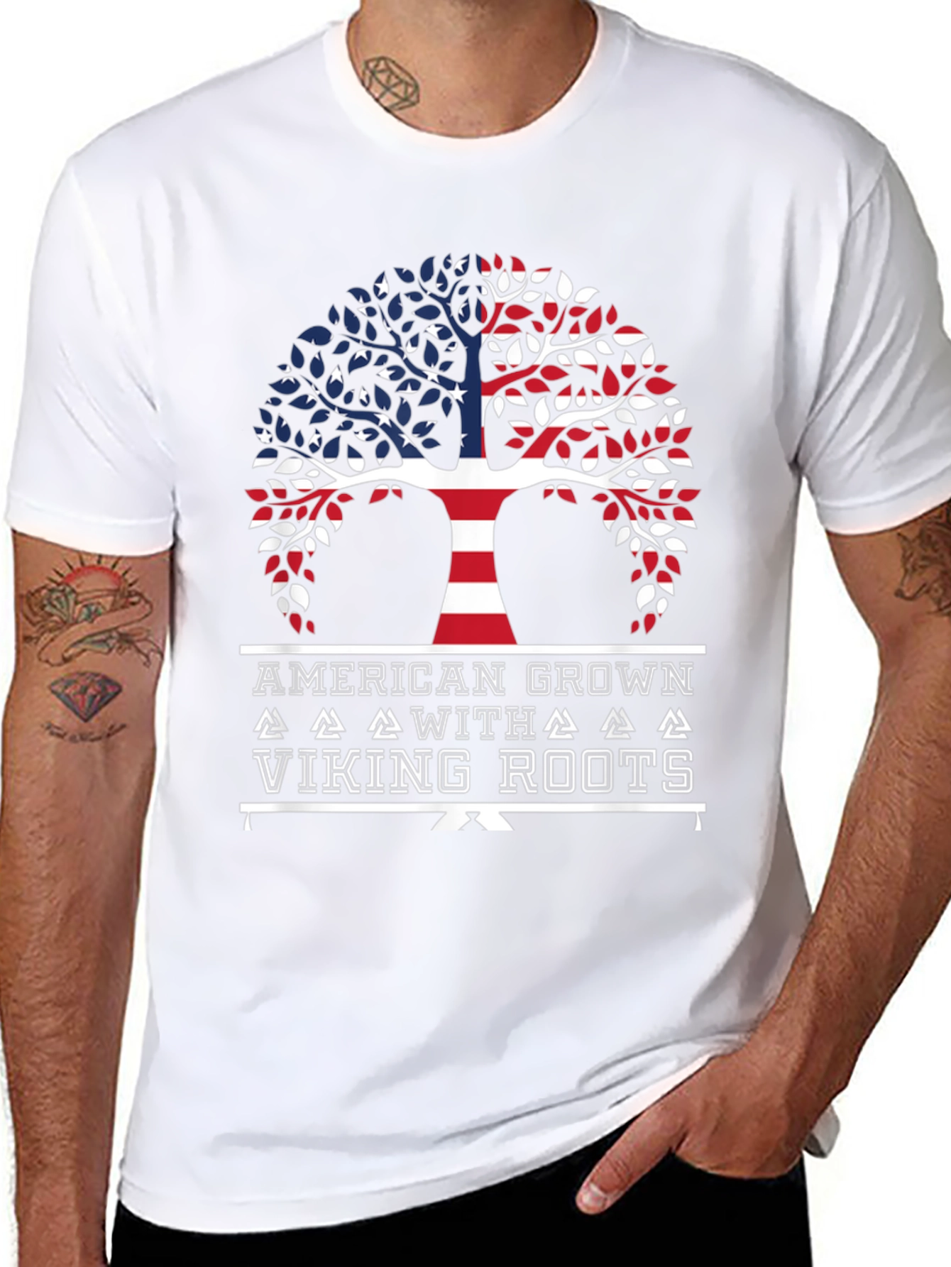 American Grown with Viking Roots Graphic T-Shirt