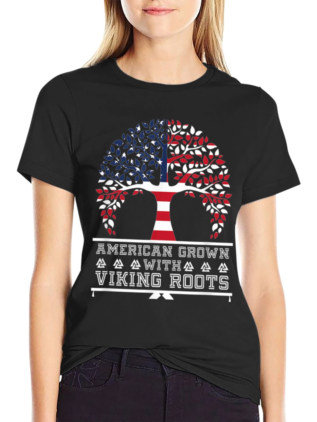 American Grown with Viking Roots Graphic T-Shirt