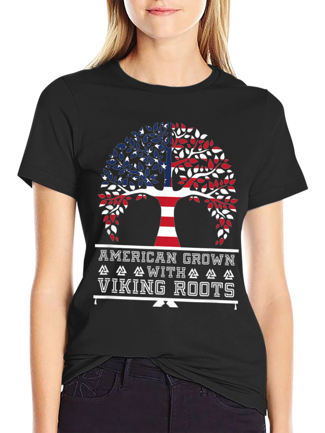 American Grown with Viking Roots Graphic T-Shirt