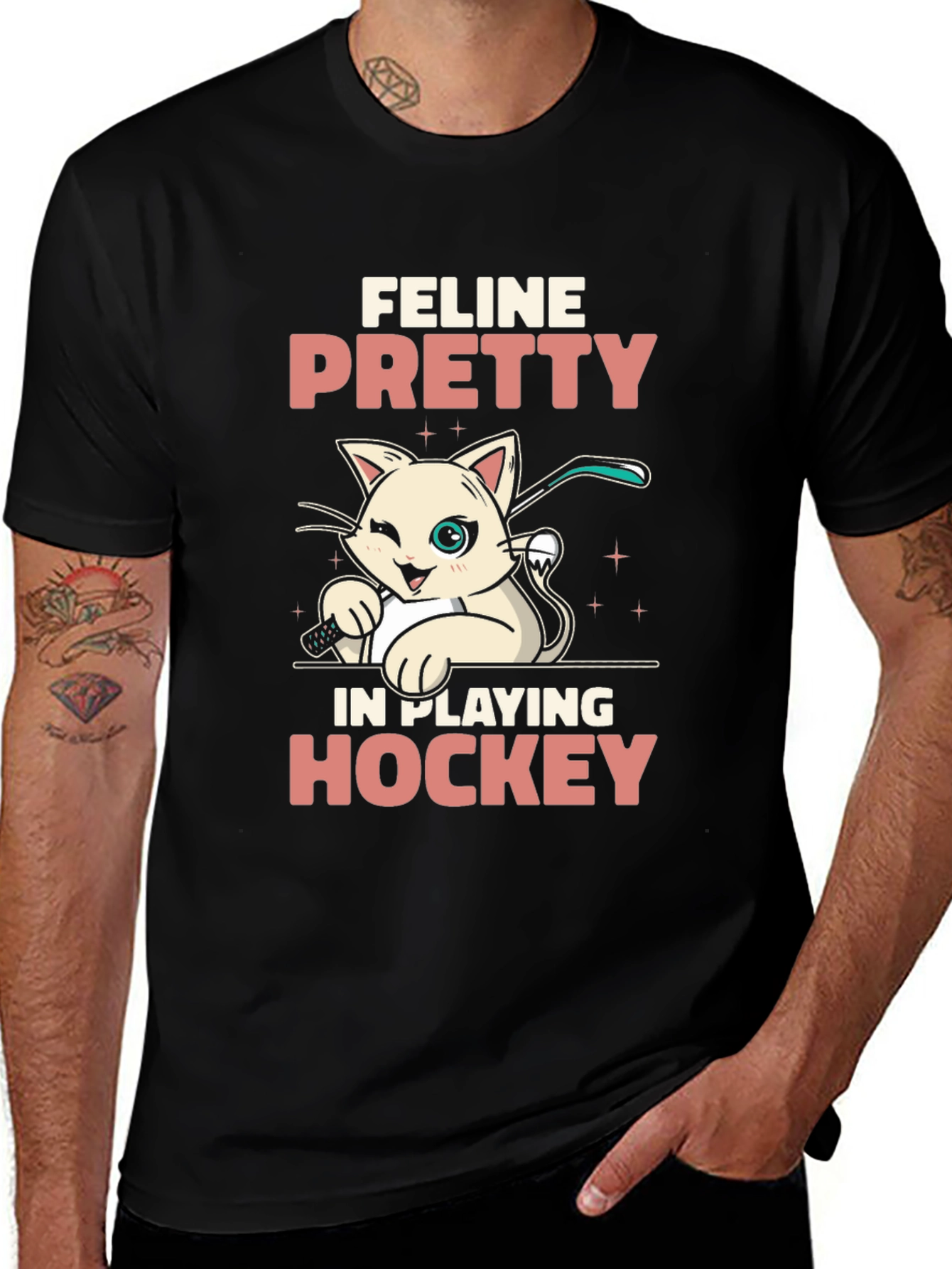 Feline Pretty Hockey T-Shirt - Cat Lover Tee