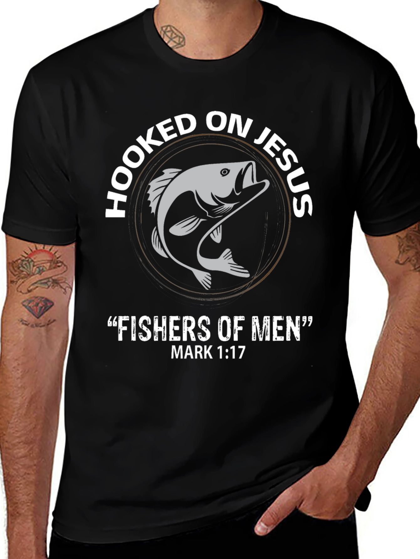 Hooked On Jesus T-Shirt - Fishers of Men Christian Tee