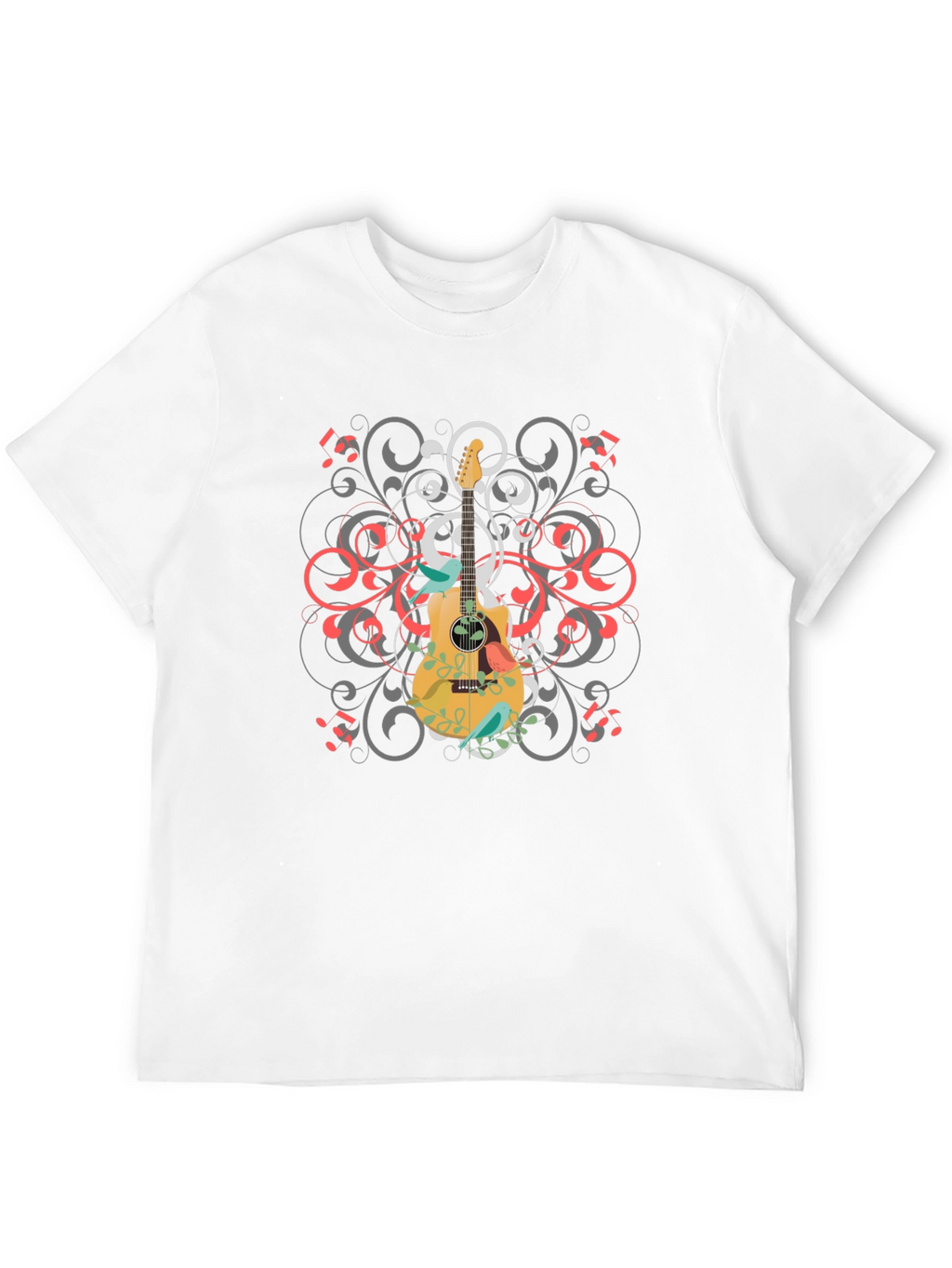 Guitar Swirl Graphic Black T-Shirt
