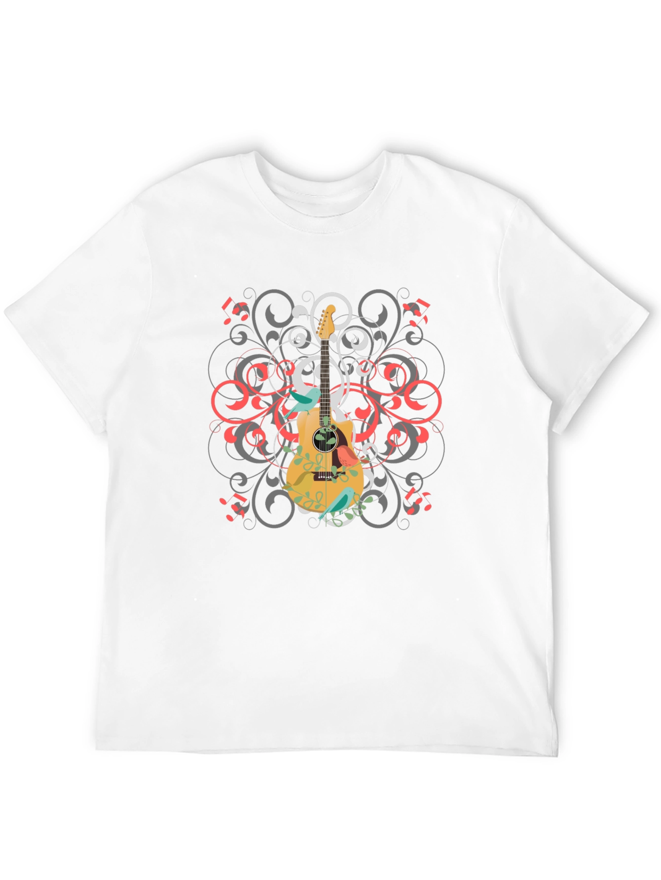 Guitar Swirl Graphic Black T-Shirt