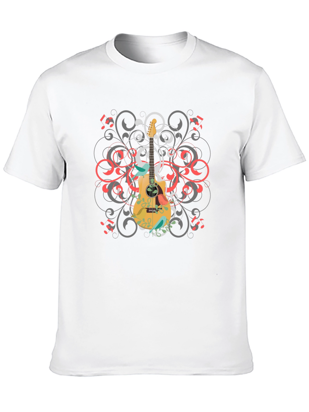 Guitar Swirl Graphic Black T-Shirt