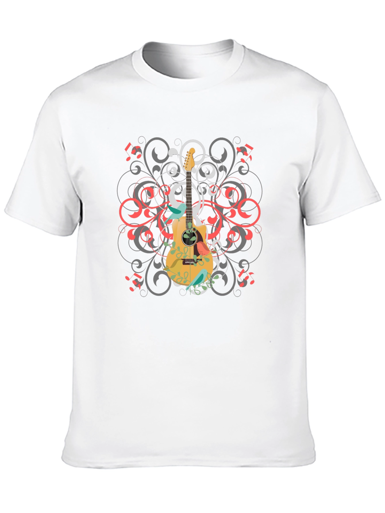 Guitar Swirl Graphic Black T-Shirt