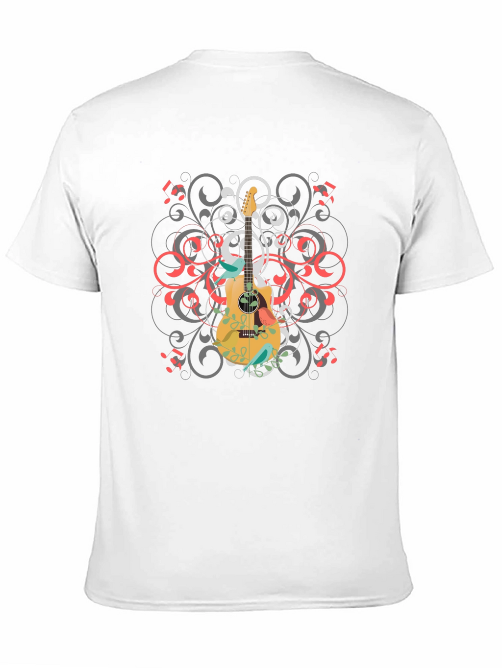 Guitar Swirl Graphic Black T-Shirt