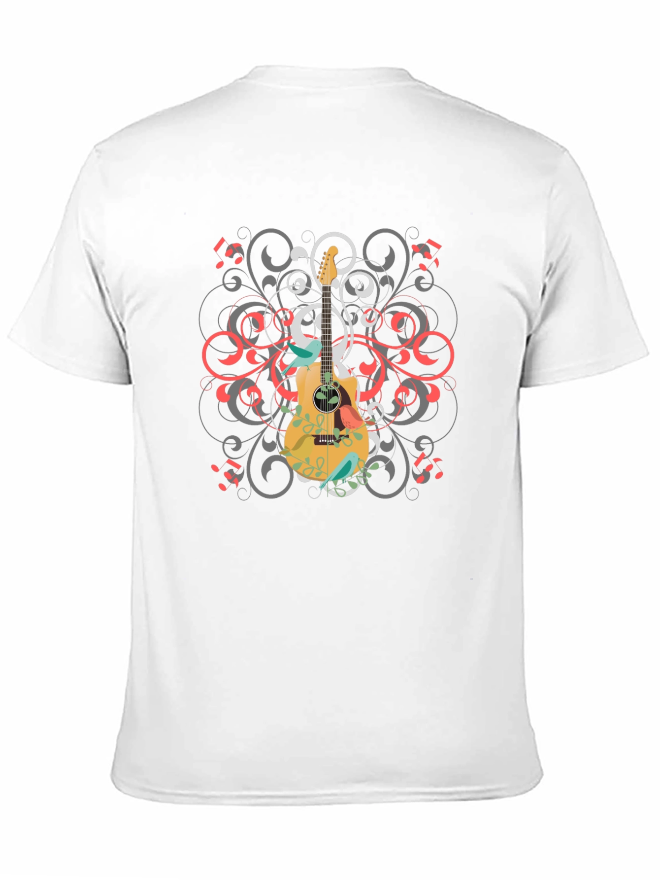 Guitar Swirl Graphic Black T-Shirt