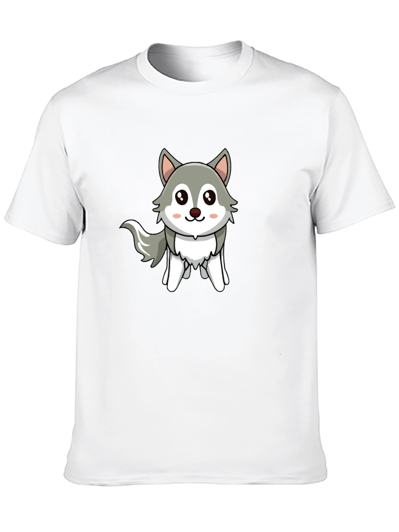 Cute Cartoon Wolf Graphic Tee - Unisex Black T-Shirt