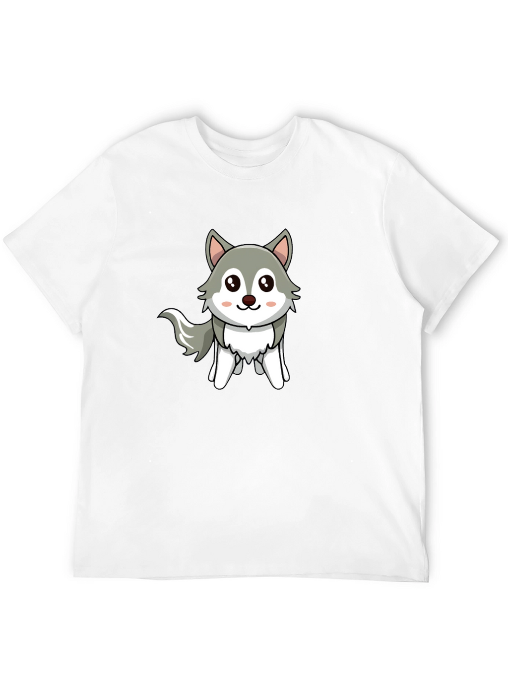 Cute Cartoon Wolf Graphic Tee - Unisex Black T-Shirt