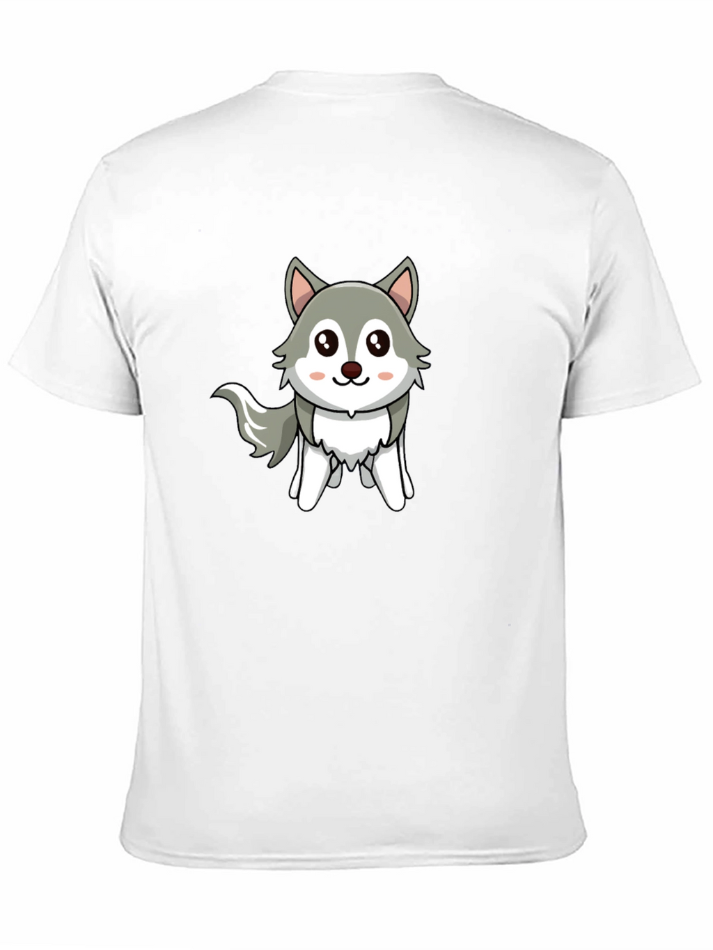 Cute Cartoon Wolf Graphic Tee - Unisex Black T-Shirt