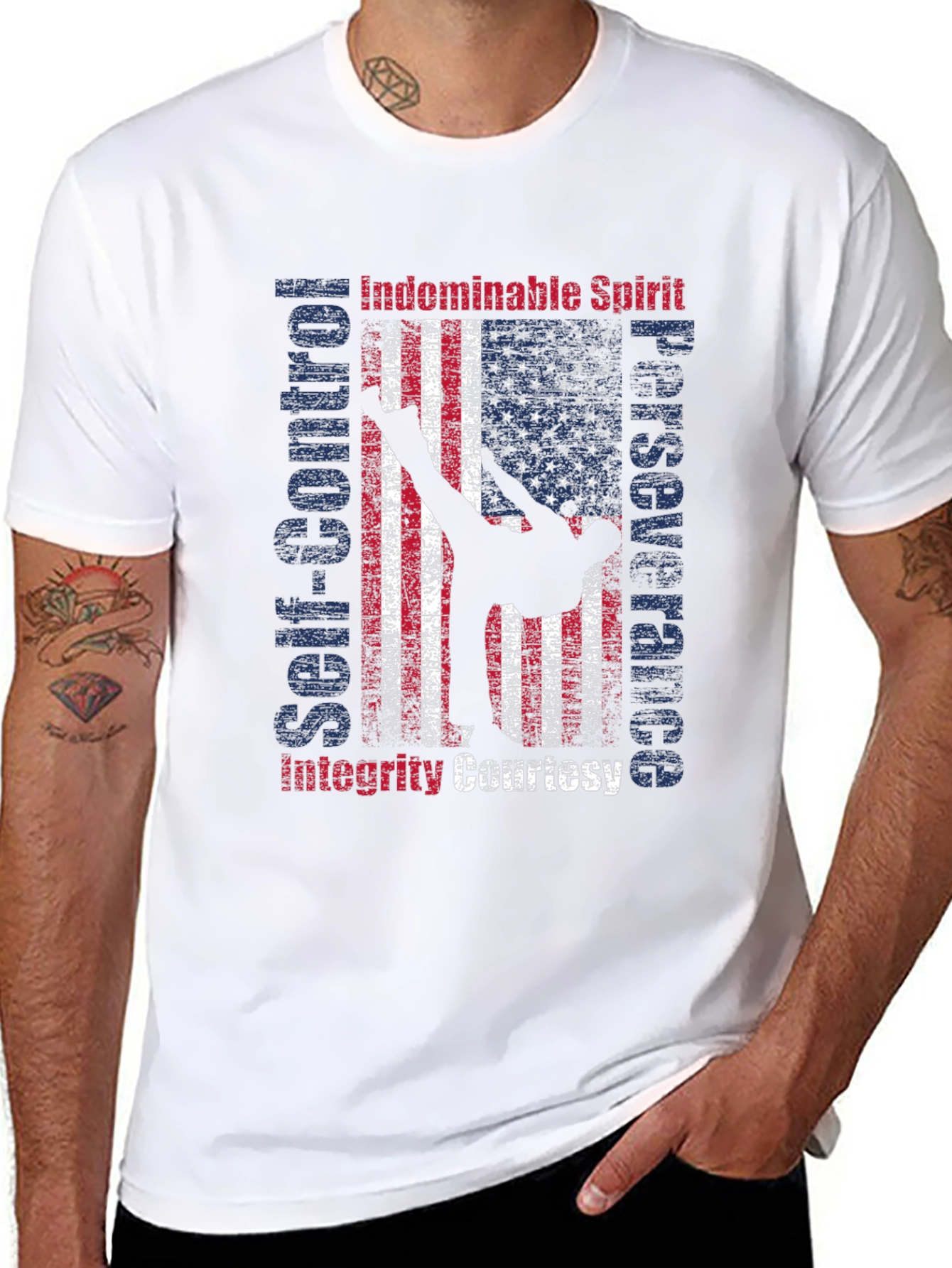 Martial Arts American Flag Patriotic Graphic T-Shirt