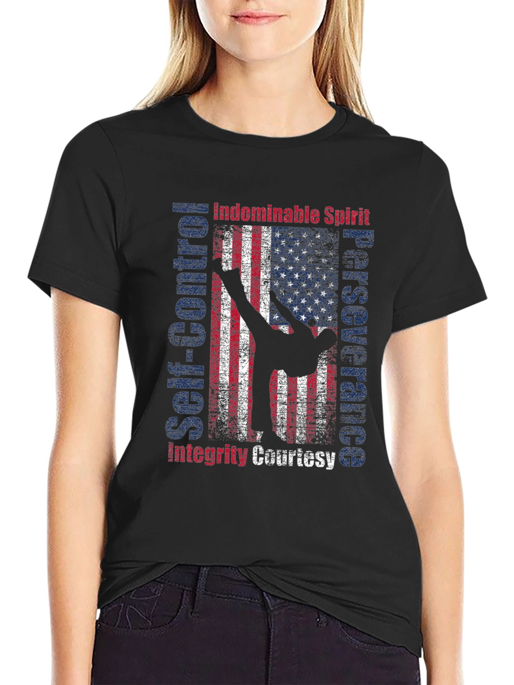 Martial Arts American Flag Patriotic Graphic T-Shirt