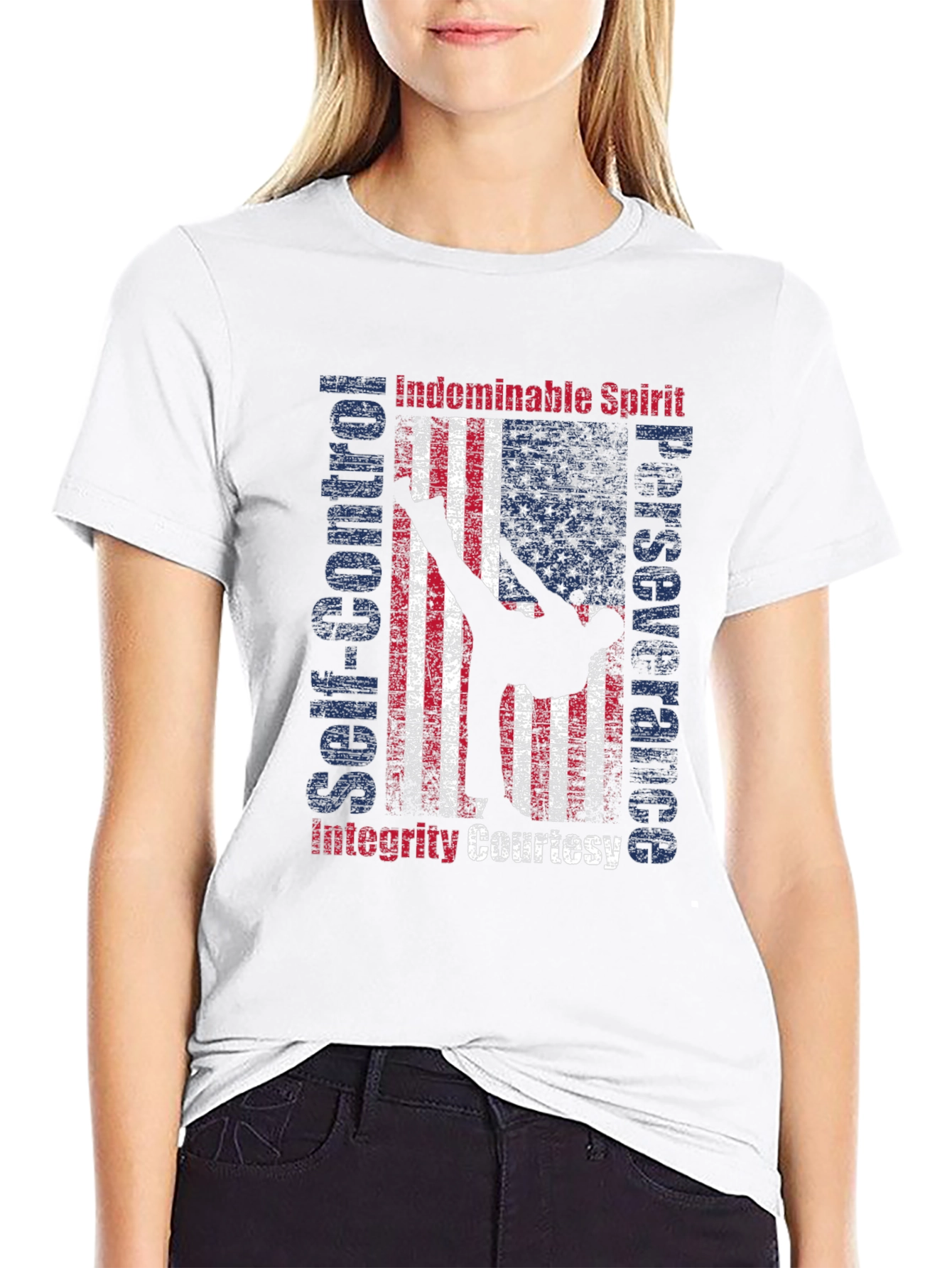 Martial Arts American Flag Patriotic Graphic T-Shirt