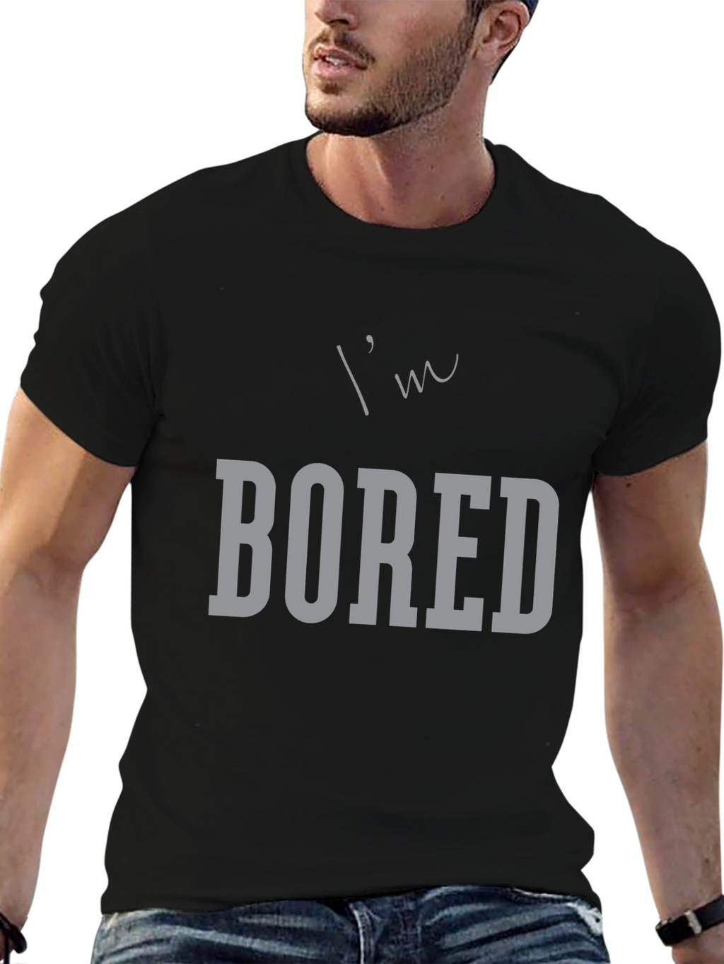 Im Bored Graphic Tee - Black Casual T-Shirt