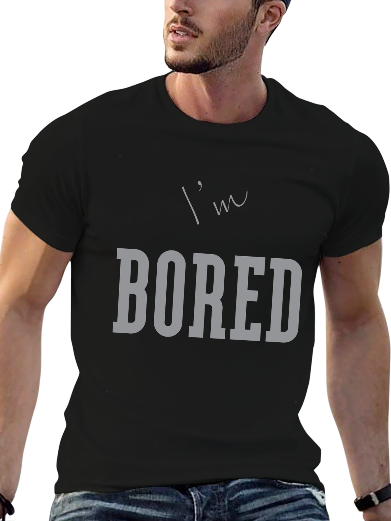 Im Bored Graphic Tee - Black Casual T-Shirt
