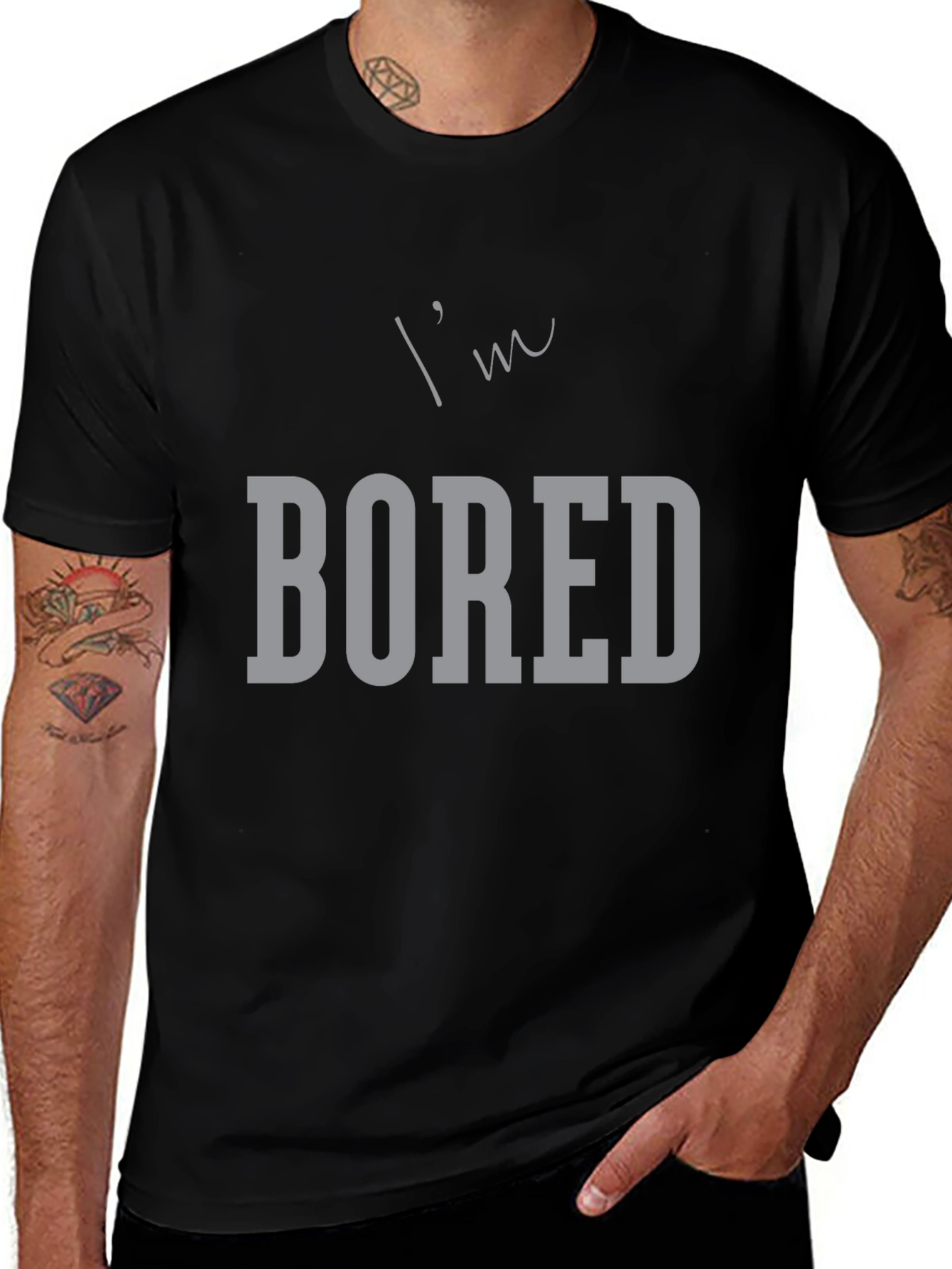 Im Bored Graphic Tee - Black Casual T-Shirt