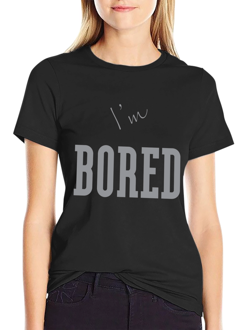 Im Bored Graphic Tee - Black Casual T-Shirt