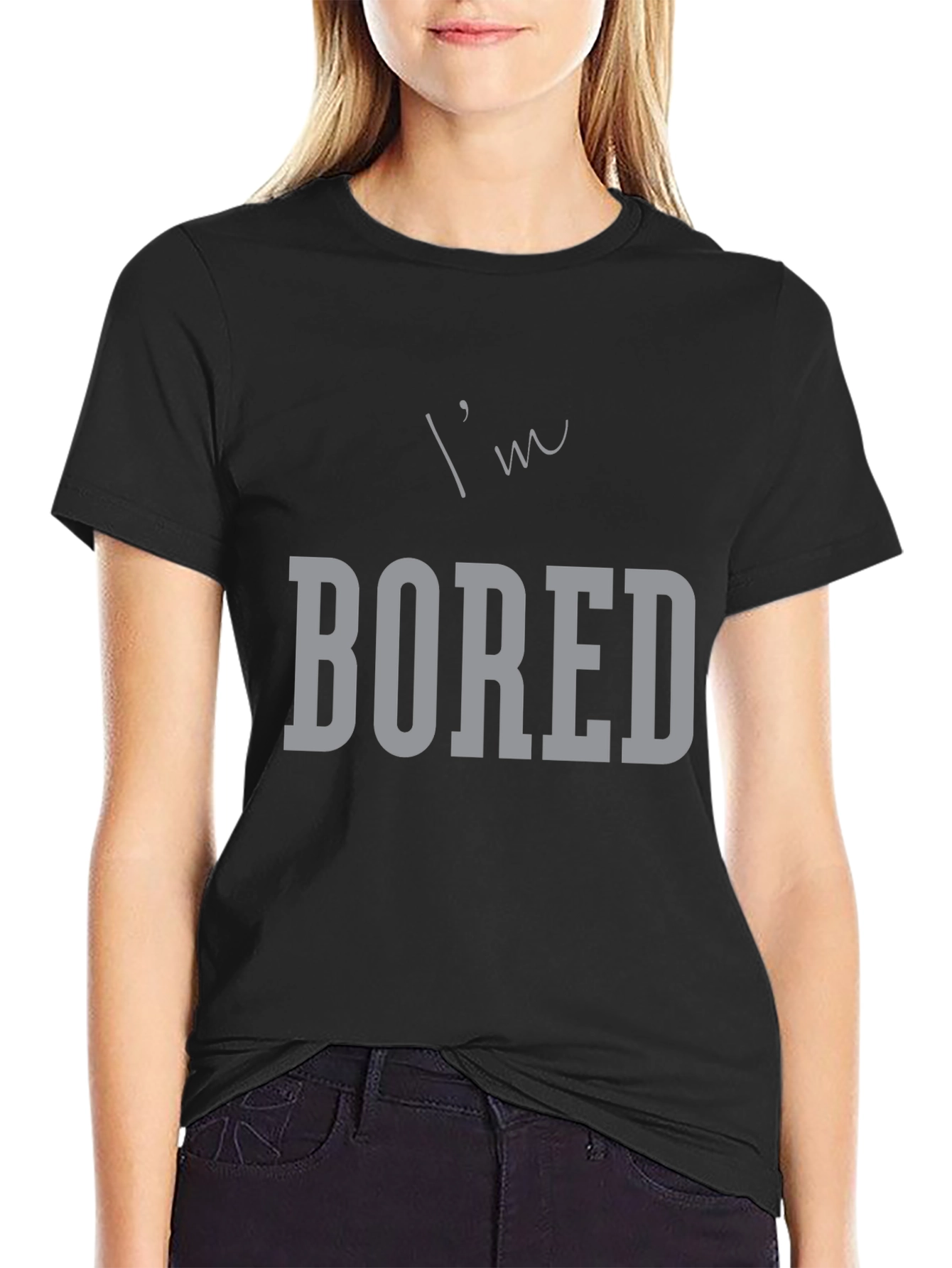 Im Bored Graphic Tee - Black Casual T-Shirt