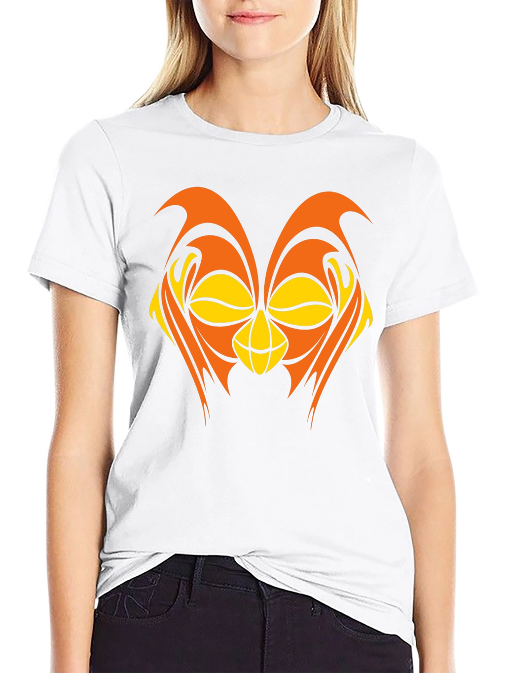 Abstract Owl Graphic Black T-Shirt