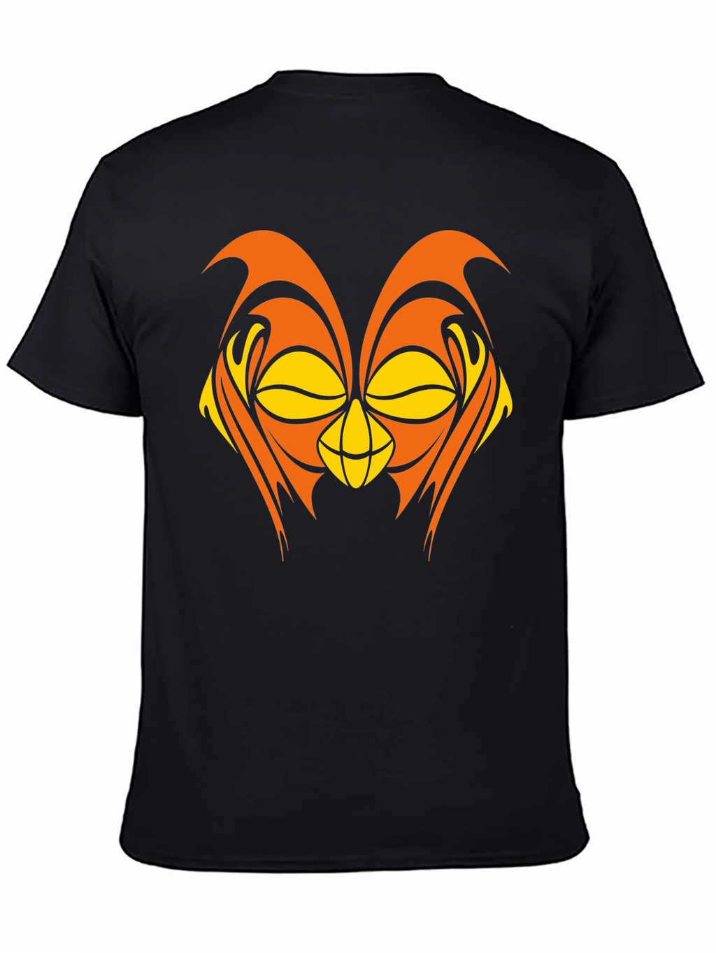 Abstract Owl Graphic Black T-Shirt