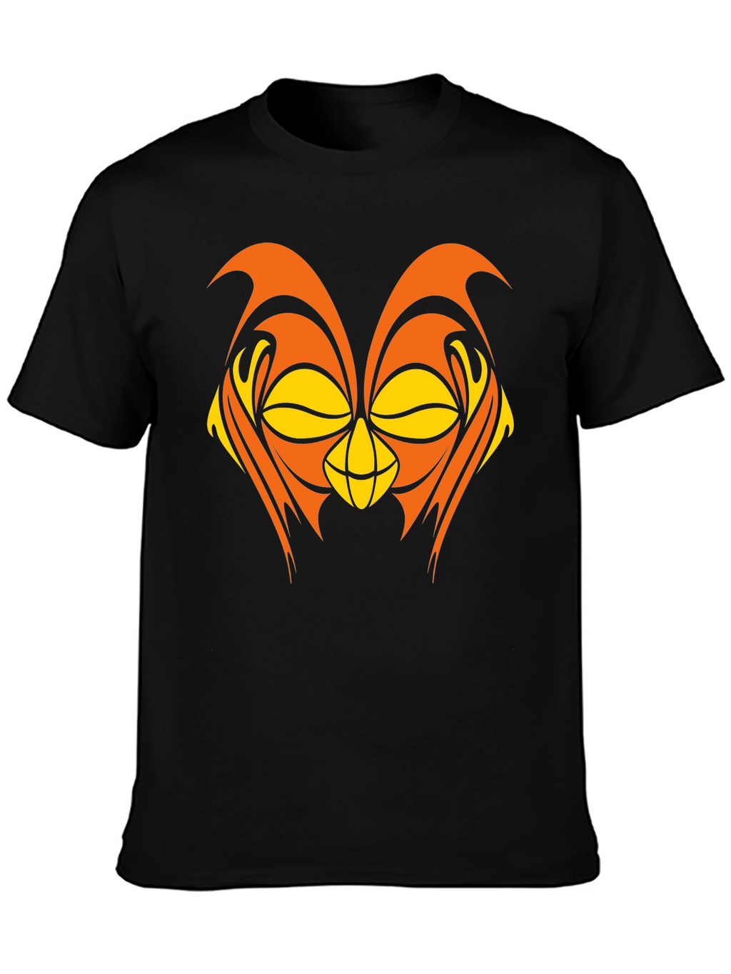 Abstract Owl Graphic Black T-Shirt