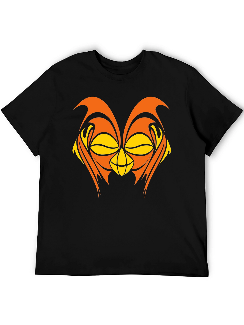 Abstract Owl Graphic Black T-Shirt