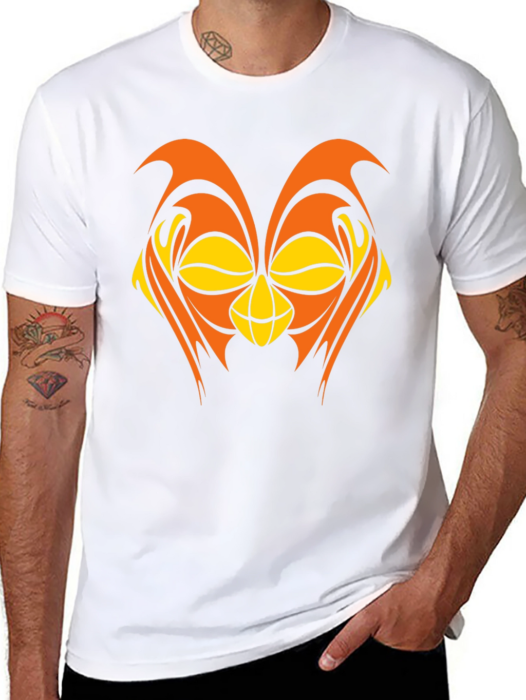 Abstract Owl Graphic Black T-Shirt