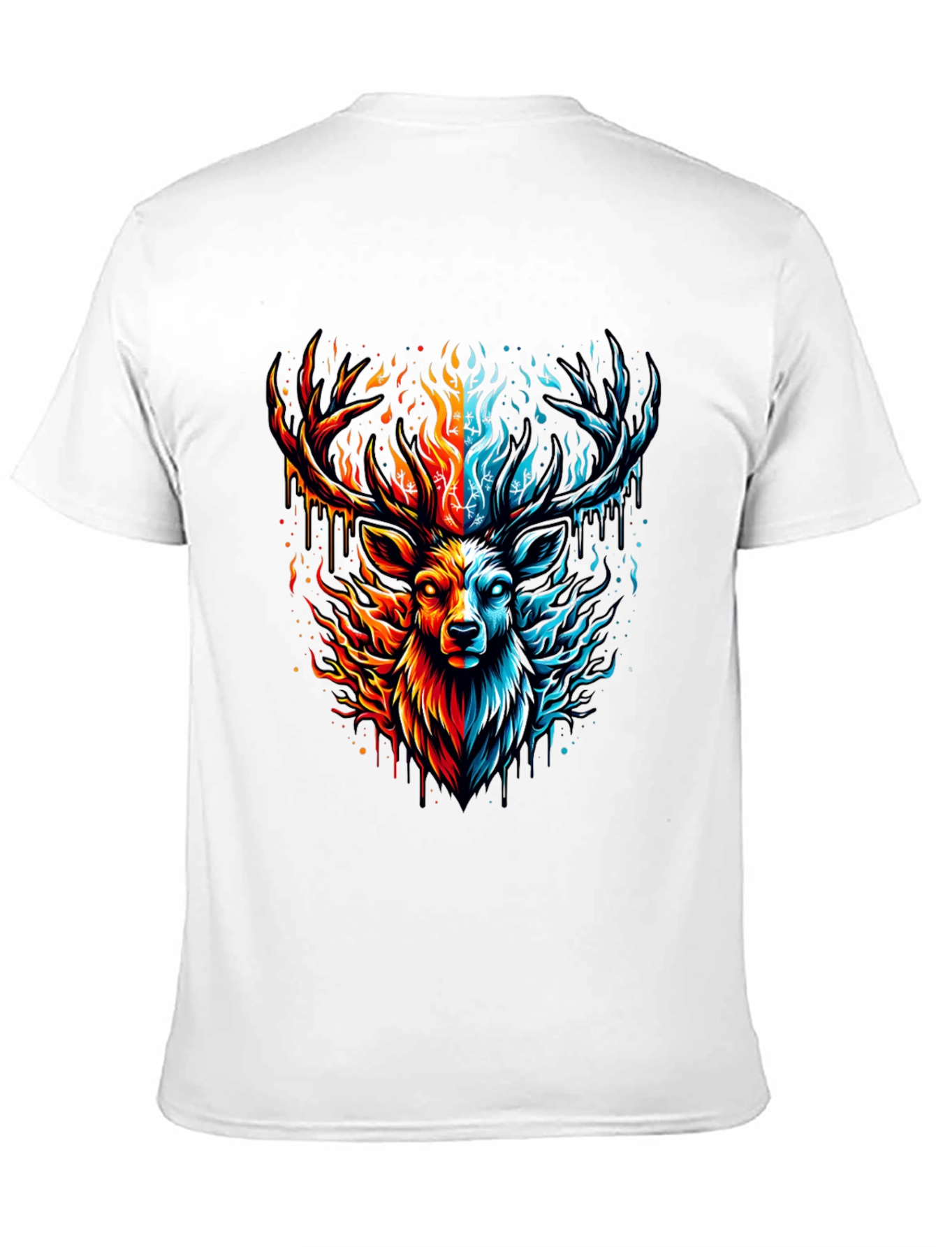 Fire & Ice Stag Graphic Tee - Bold Design