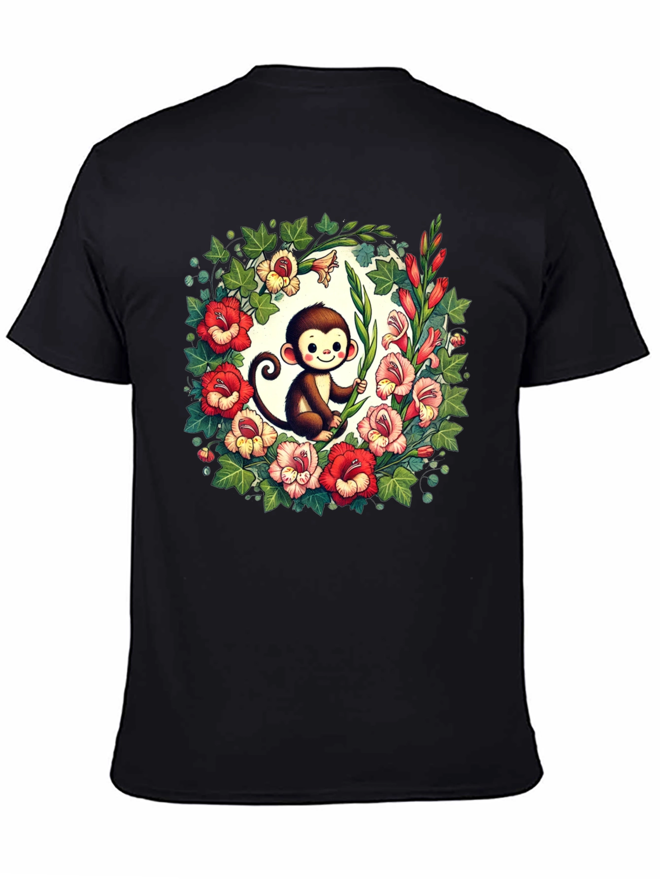 Floral Monkey Graphic Tee - Cute & Unique Design