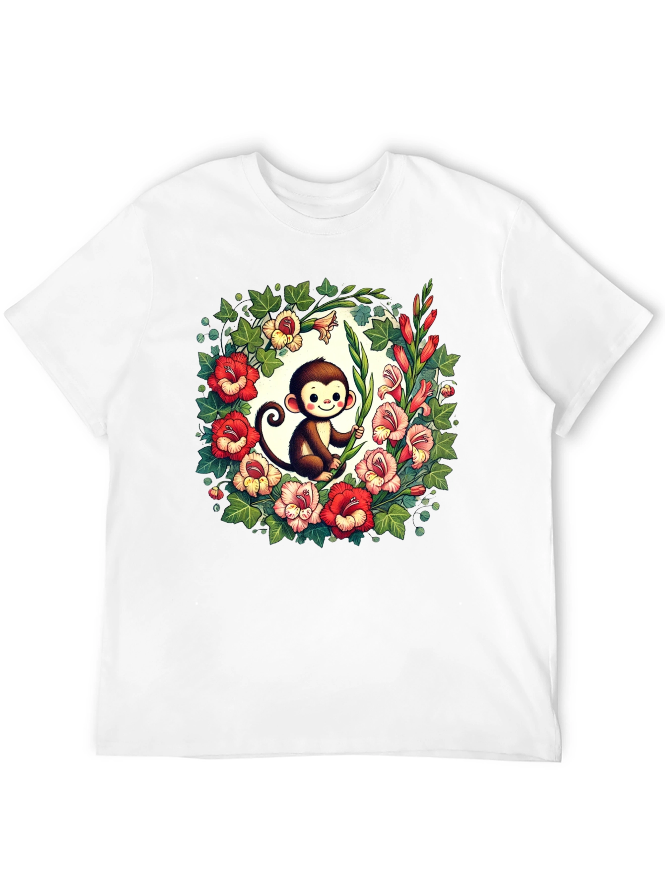 Floral Monkey Graphic Tee - Cute & Unique Design