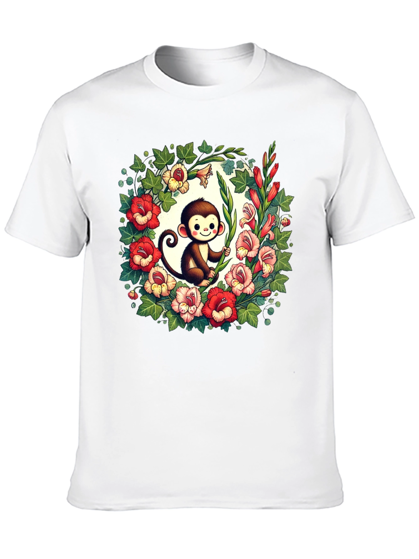 Floral Monkey Graphic Tee - Cute & Unique Design