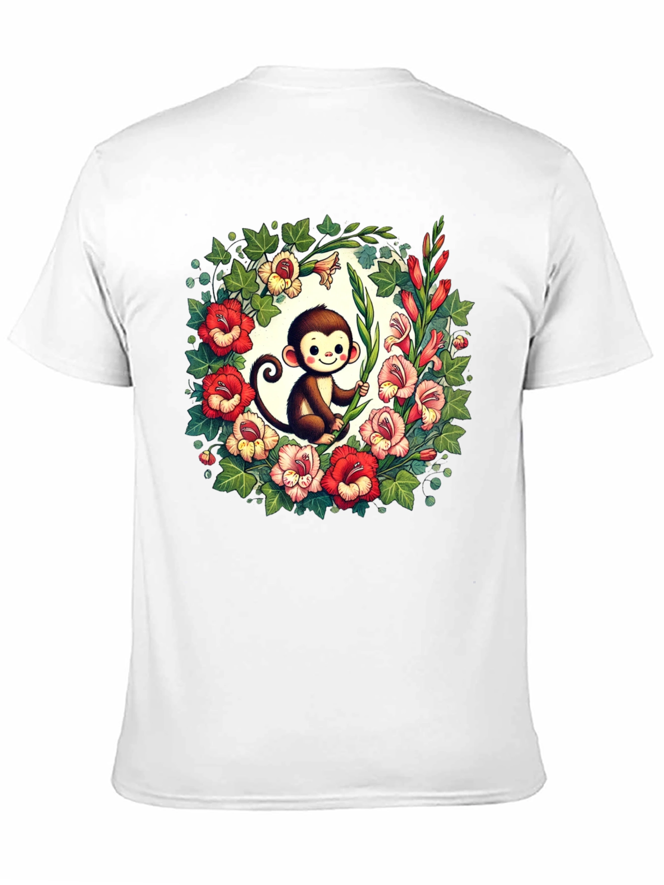 Floral Monkey Graphic Tee - Cute & Unique Design
