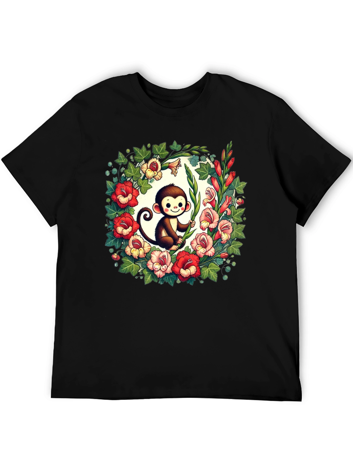 Floral Monkey Graphic Tee - Cute & Unique Design