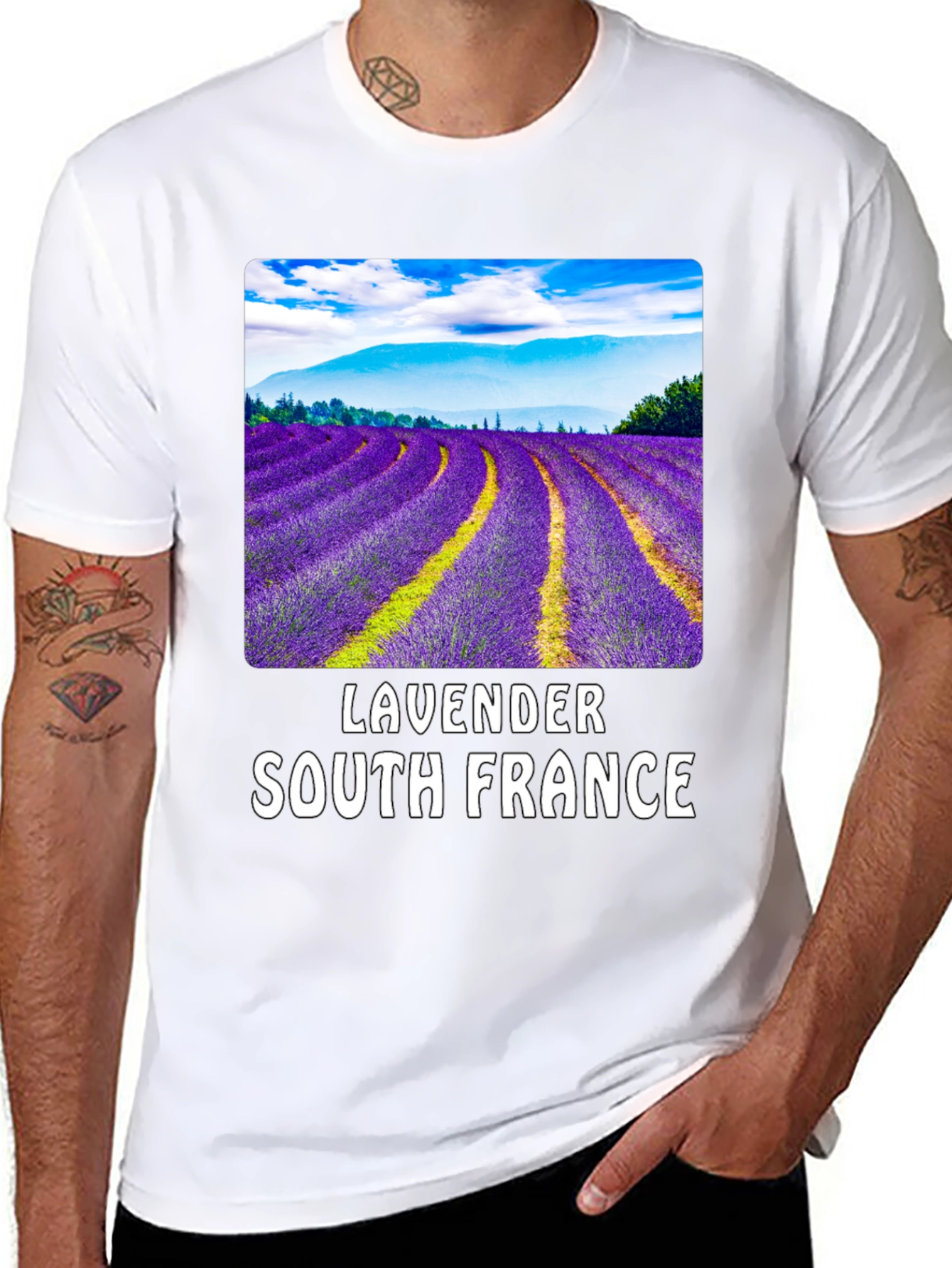 Lavender Fields South France Black T-Shirt