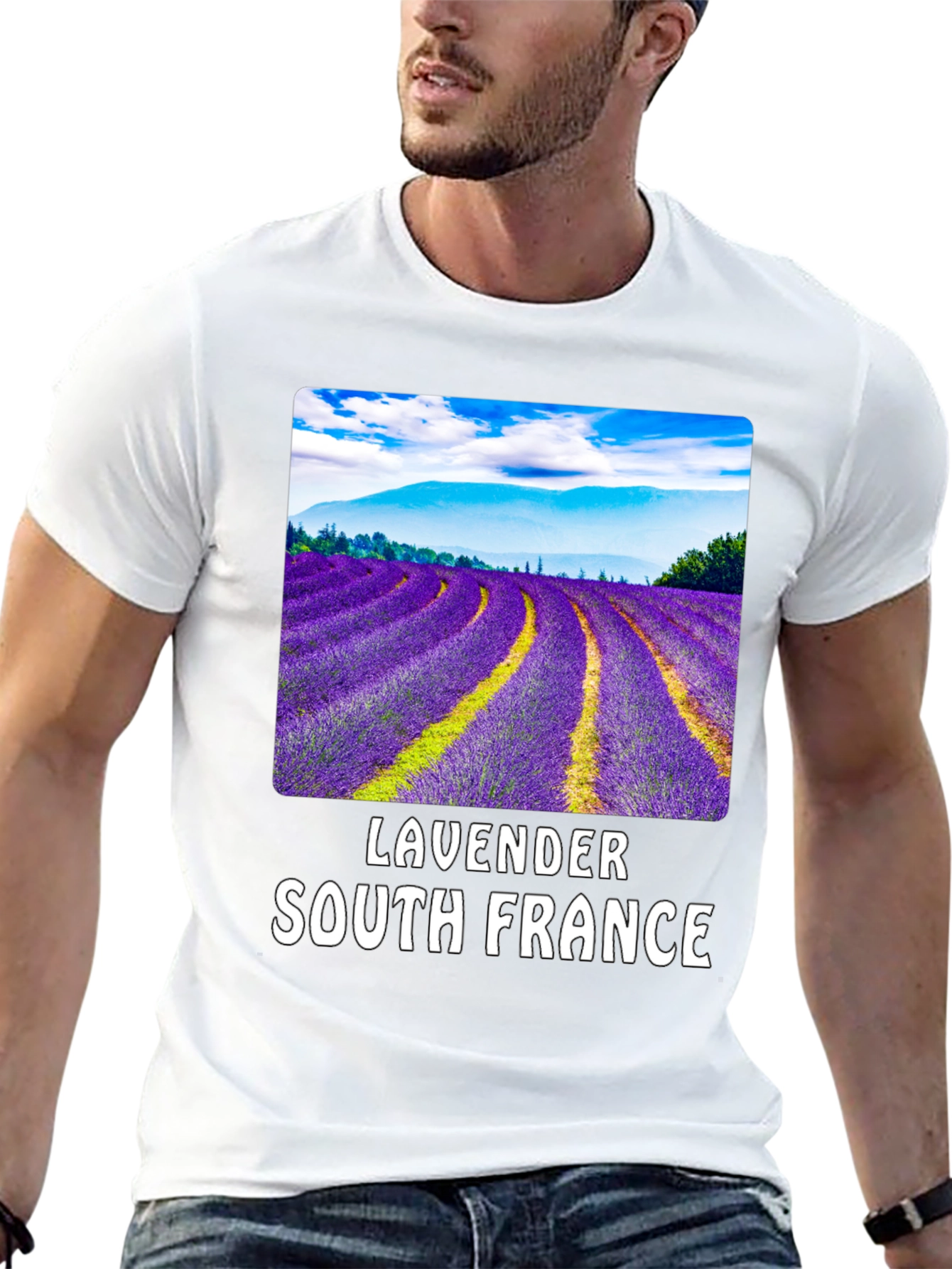 Lavender Fields South France Black T-Shirt