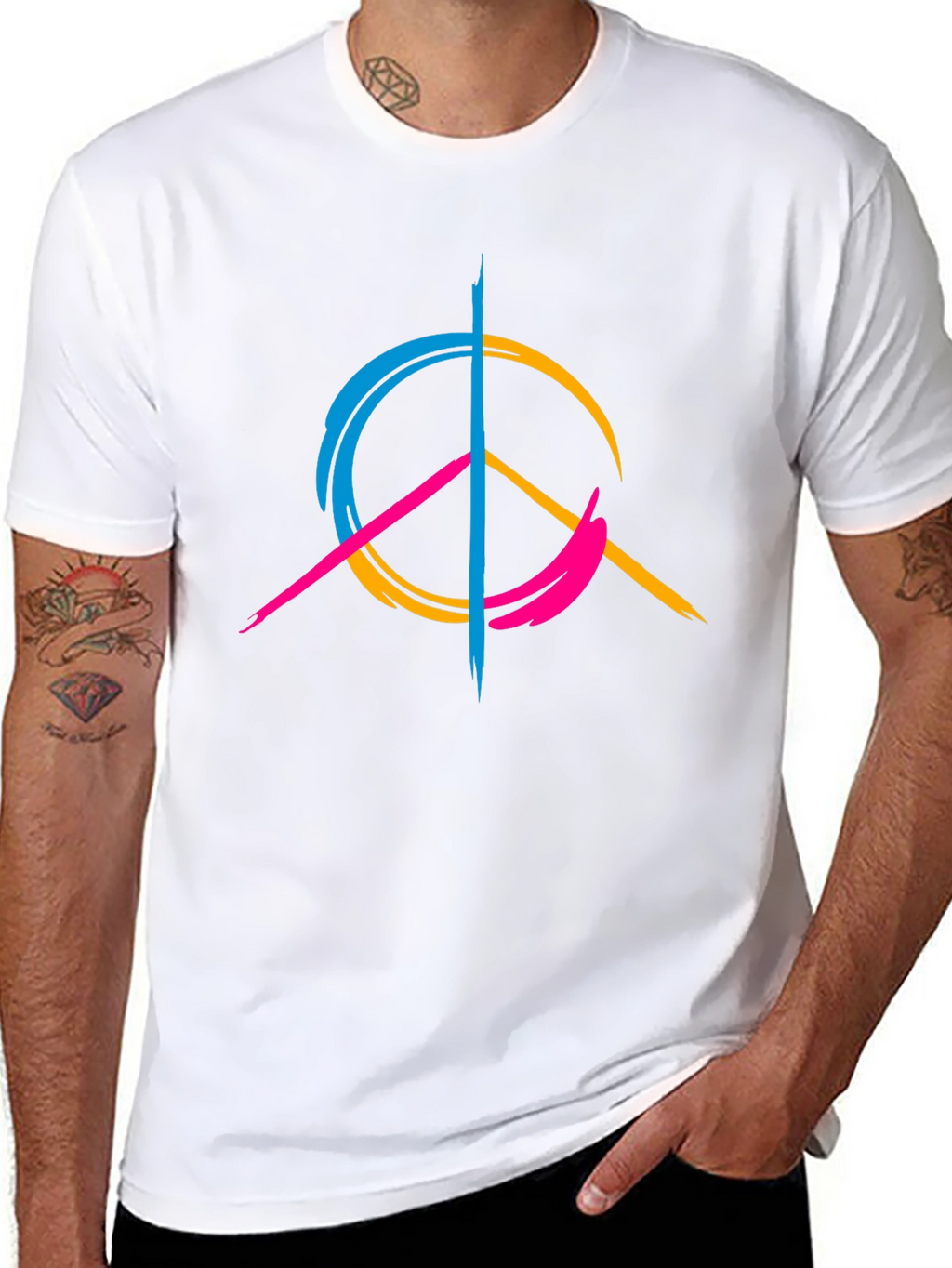 Peace Sign Graphic Tee - Modern Design Casual Wear