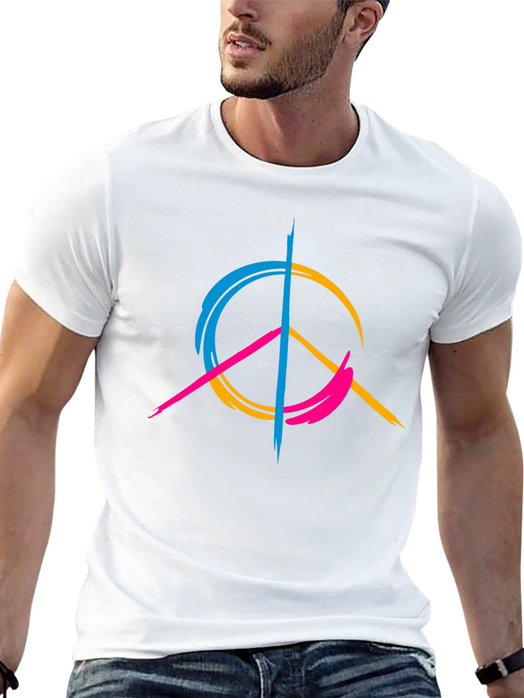 Peace Sign Graphic Tee - Modern Design Casual Wear