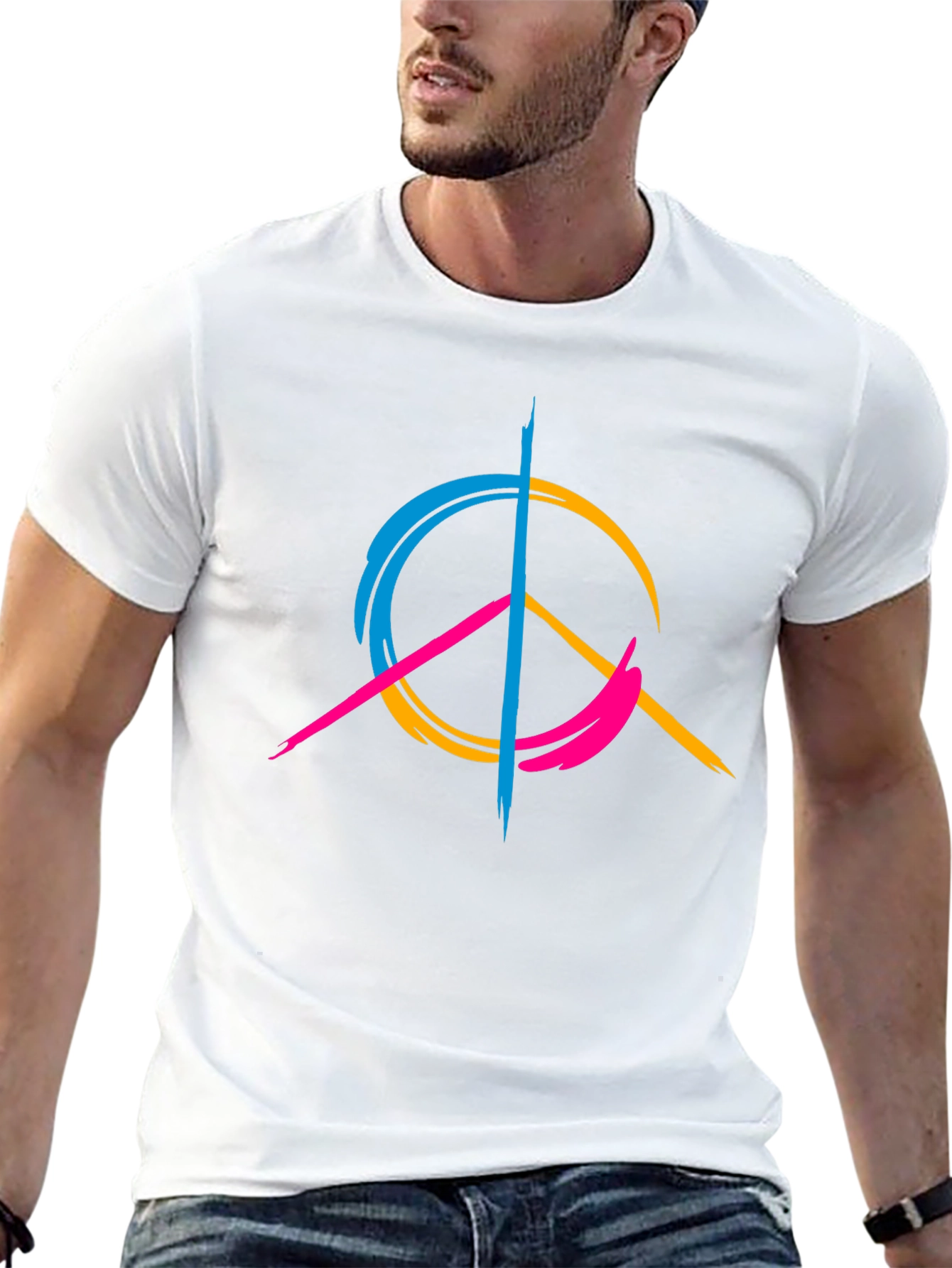 Peace Sign Graphic Tee - Modern Design Casual Wear