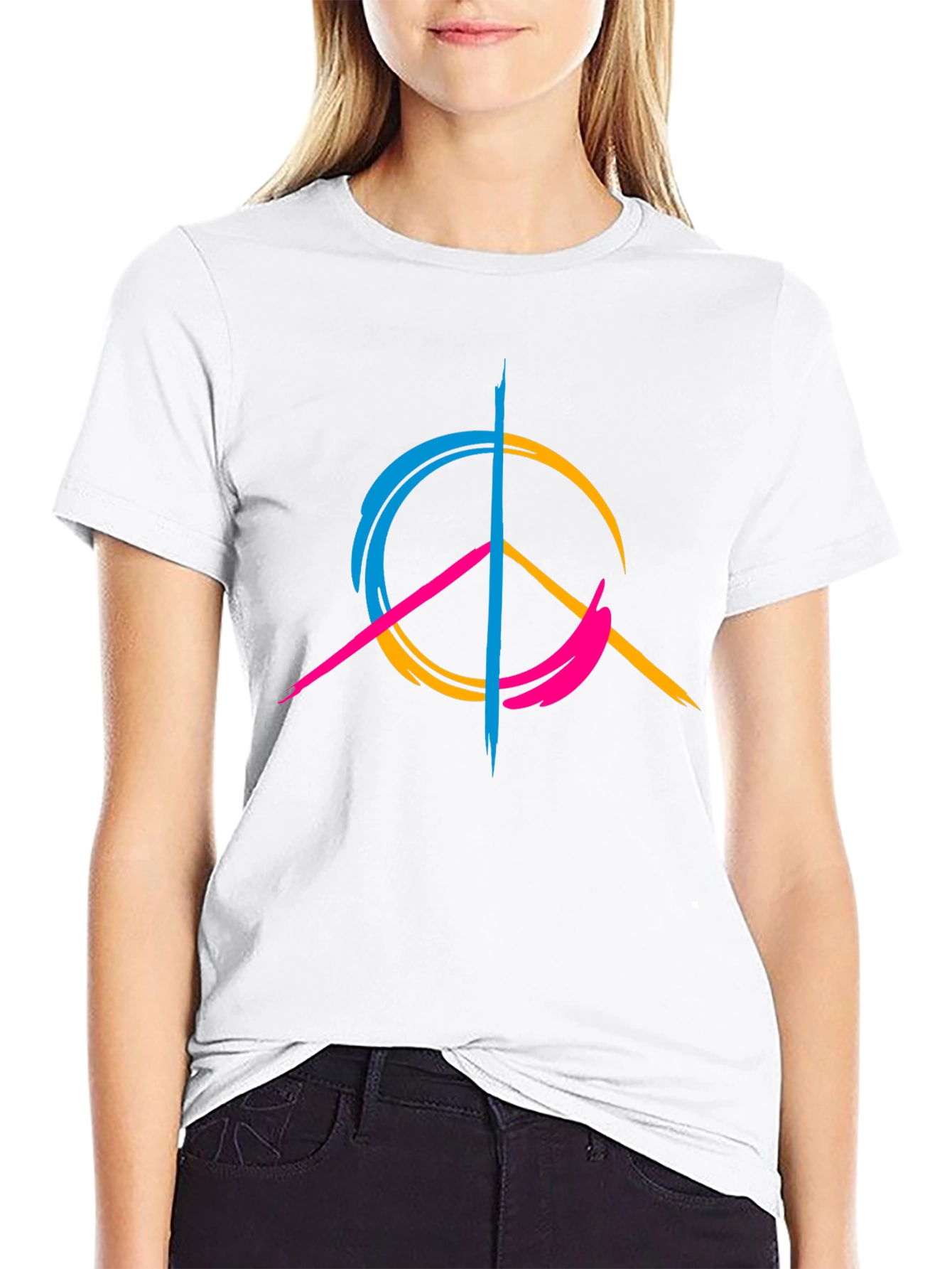 Peace Sign Graphic Tee - Modern Design Casual Wear