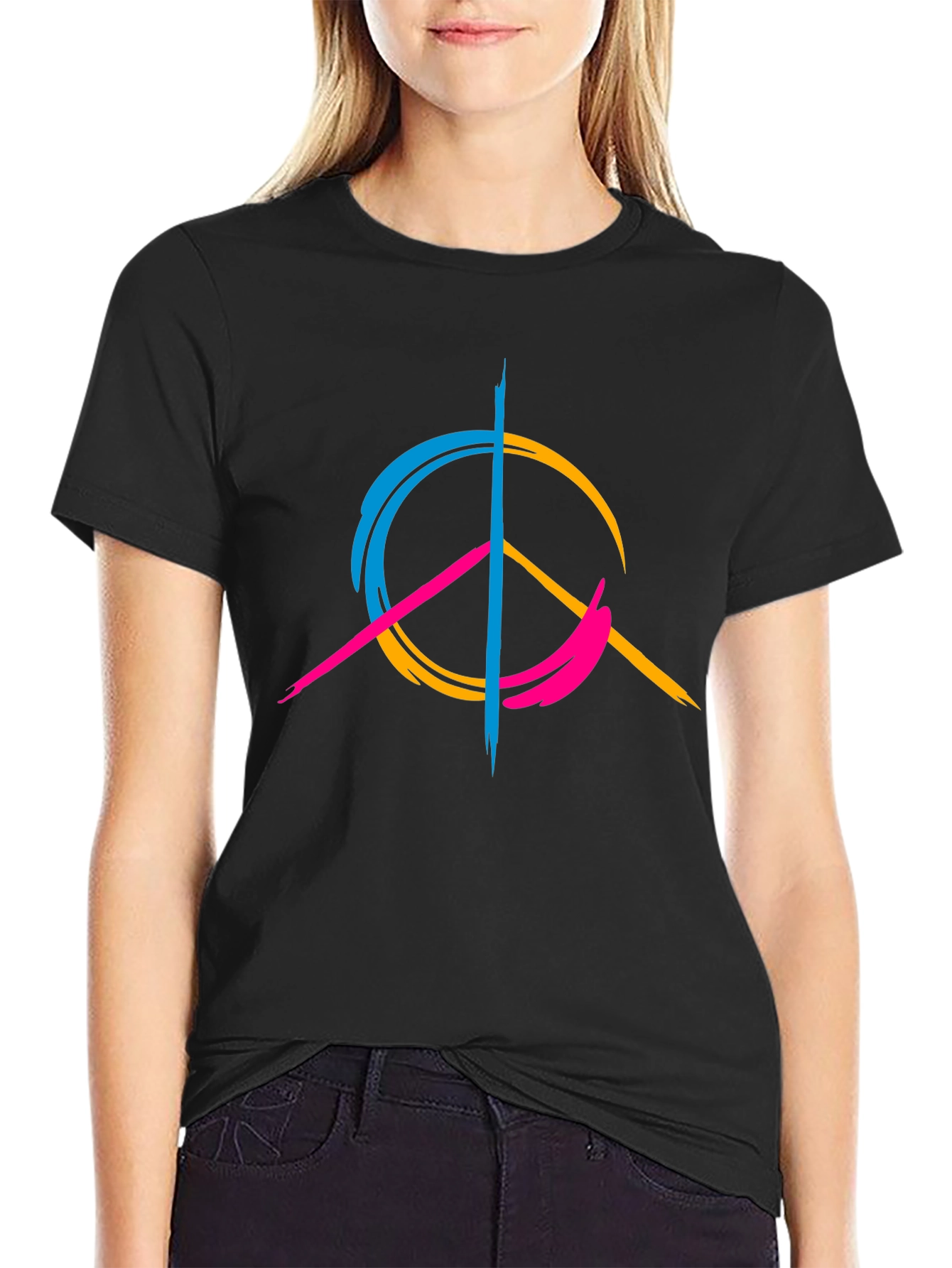 Peace Sign Graphic Tee - Modern Design Casual Wear
