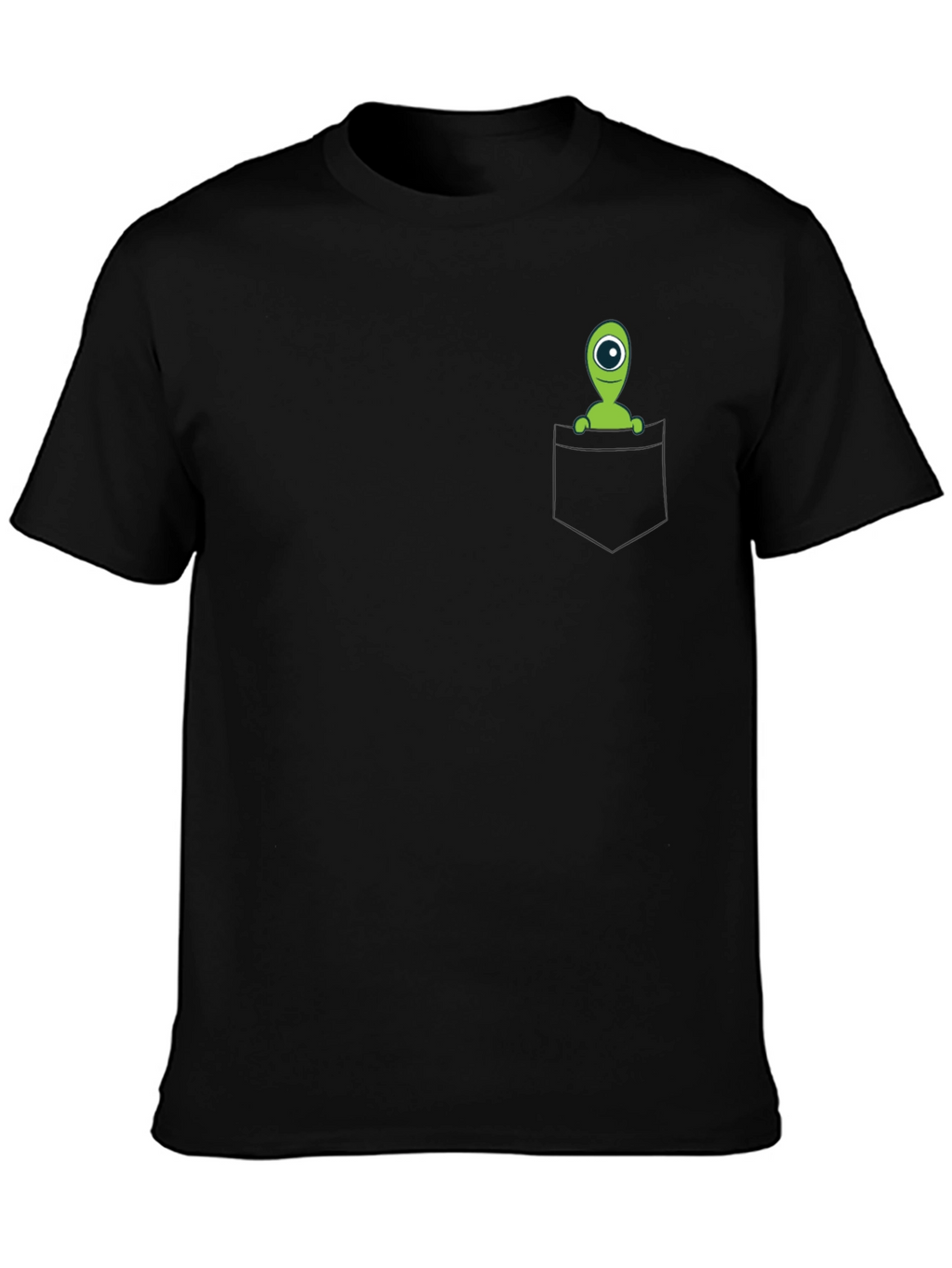 Alien Pocket T-Shirt - Black Cotton Novelty Tee