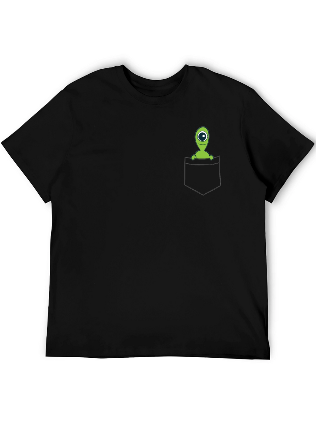 Alien Pocket T-Shirt - Black Cotton Novelty Tee