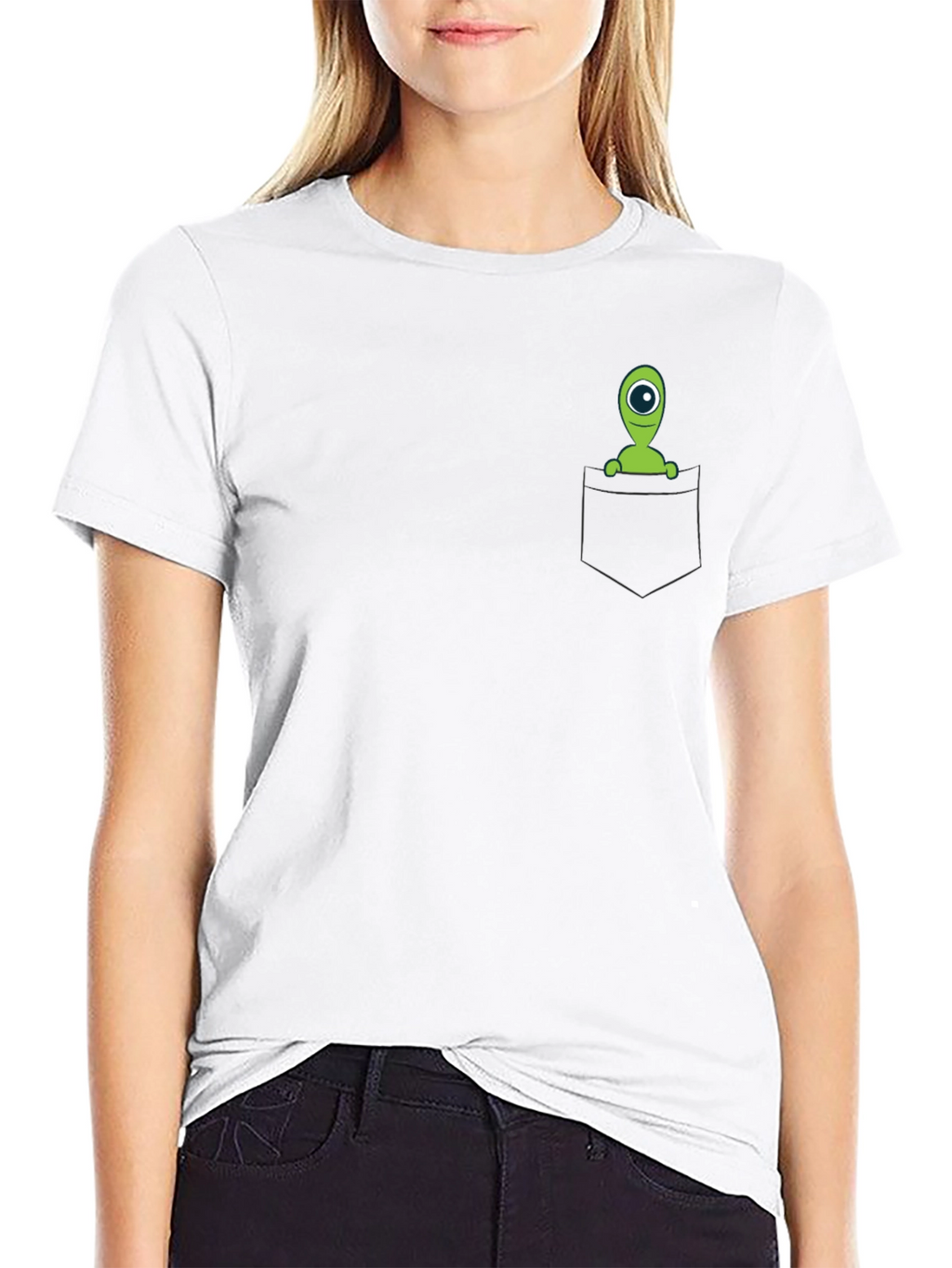 Alien Pocket T-Shirt - Black Cotton Novelty Tee