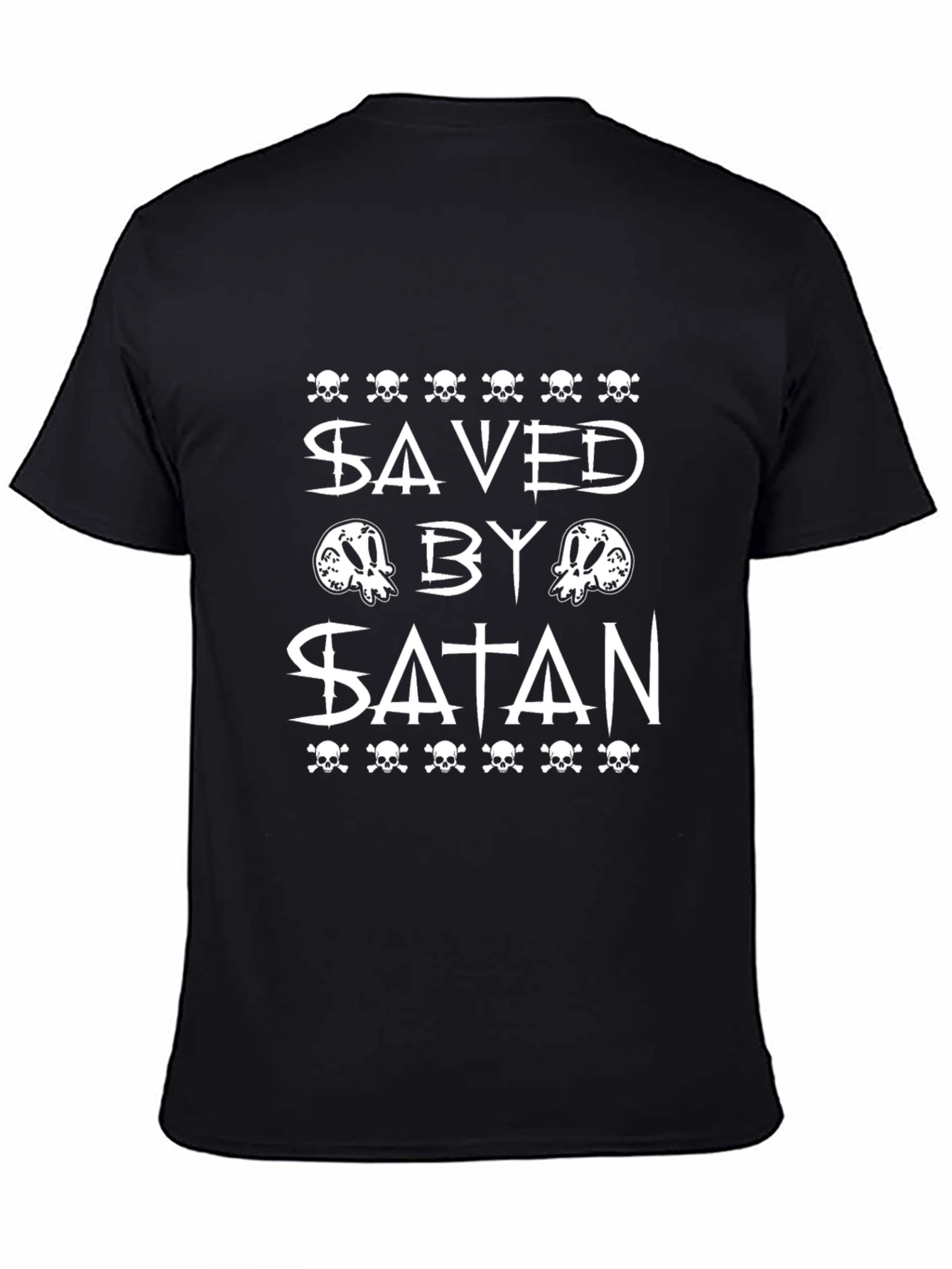 Saved By Satan Graphic T-Shirt - Black Crew Neck Tee